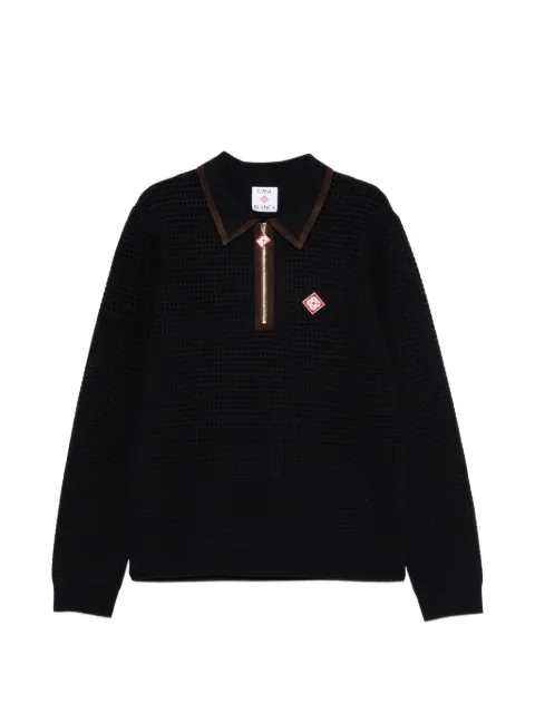 Casablanca waffle-knit zip-up sweater Black MAW26KW147901