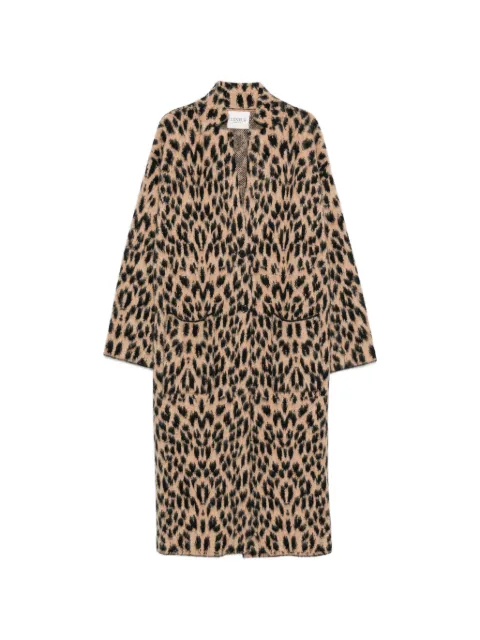 Laneus leopard-print knitted coat Neutrals F6LAWOCK133