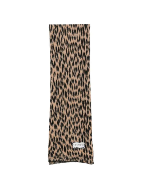 Laneus leopard-print knitted scarf Neutrals F6LAMASC051
