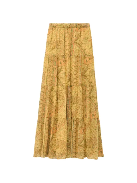Ba&Sh Cali paisley-print tiered maxi skirt Yellow 1H26CALI