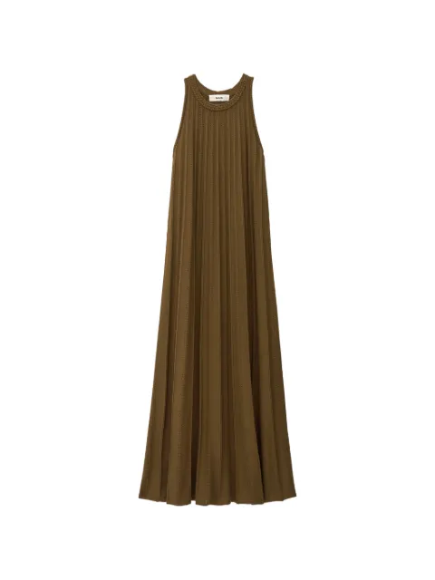 Ba&Sh Sinte ribbed-knit pointelle-trim flared maxi dress Brown 1H26SINT