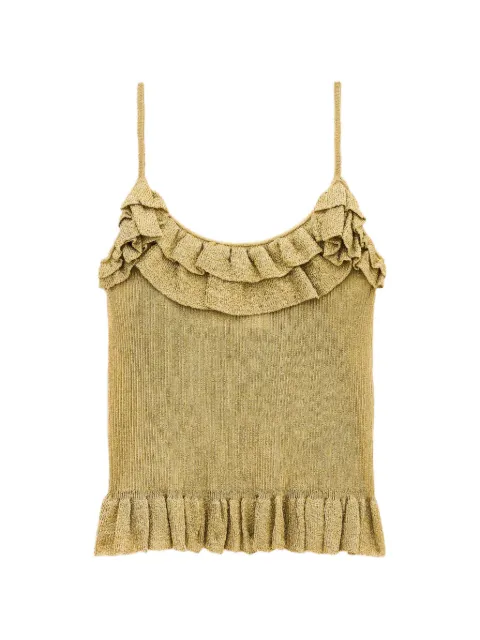 Ba&Sh Zaria ruffled ribbed top Gold 1H26ZARI