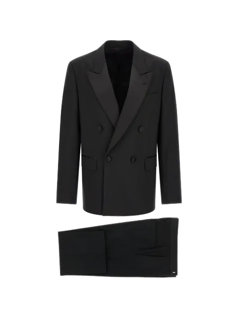 Lardini double-breasted satin-trim suit Black AC5944E1CN64303999