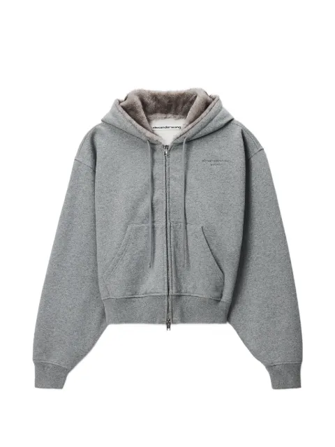 Alexander Wang zip-up hoodie w/ faux-fur hood Grey 1CC4262803