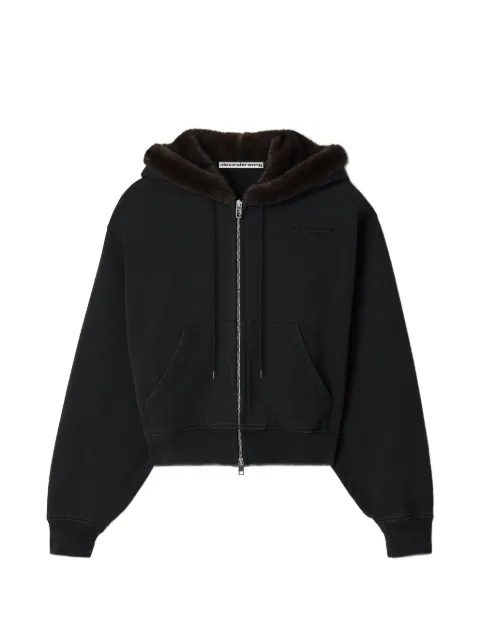 Alexander Wang zip-up hoodie w/ faux fur hood Black 1CC4262803