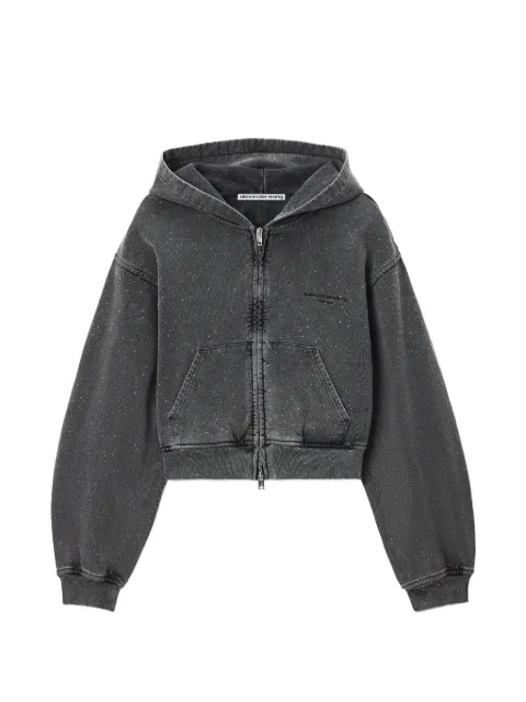 Alexander Wang zip-up hoodie w/ all-over hotfix Grey 1CC3262768
