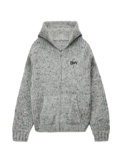Alexander Wang oversized zip-up hoodie with AW embroidery Grey UKC4253059