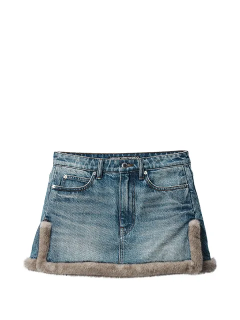 Alexander Wang denim mini skirt w/ faux mink trim Blue 4DC4265906