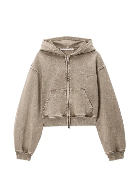 Alexander Wang zip-up hoodie w/ allover hotfix Neutrals 1CC3262768