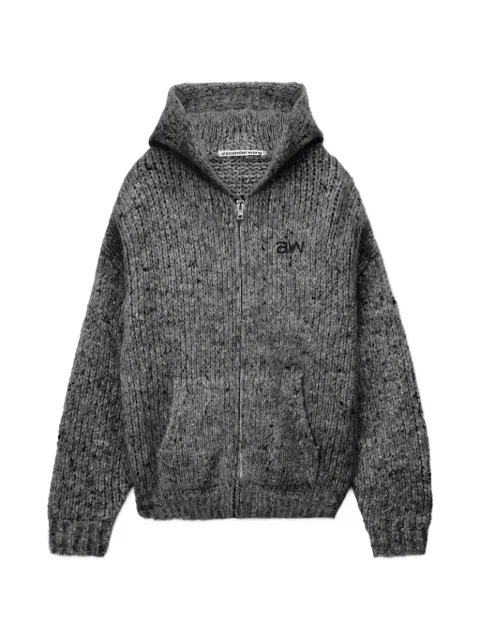 Alexander Wang embroidered zip-up oversized hoodie Grey UKC4253059