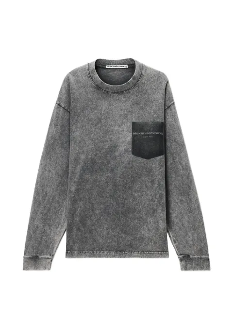 Alexander Wang long sleeve T-shirt w/ shadow pocket graphic Grey UCC4261926