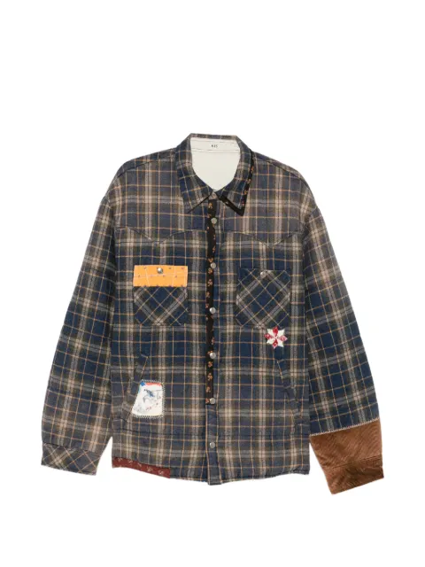 KHOKI patchwork check jacket Blue 26FWJK09