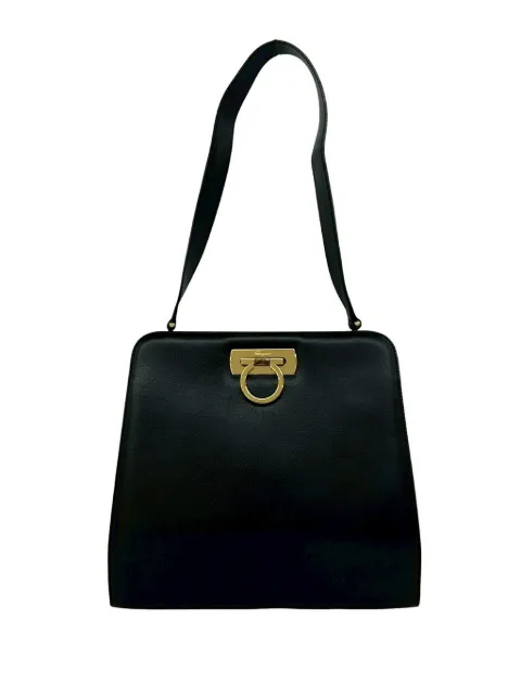 Ferragamo Pre-Owned 1990-2000 Leather Gancini shoulder bag Black QAP9896T81WL7DU8