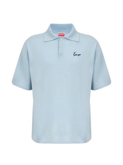 Kenzo Kenzo Signature-embroidered polo shirt Blue FG65PO8033LB