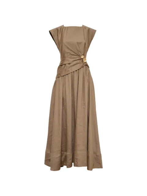Acler Mannersly gathered-waist maxi dress Brown AL2604254D