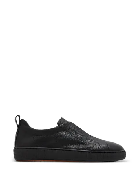 Santoni grainy leather slip-on sneakers Black MBCD22211NEATEVU