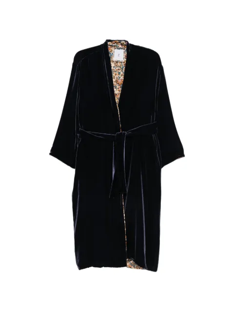 Why Ci belted velvet dressing gown Blue WH0161