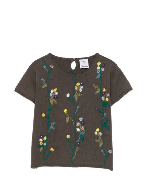 Moschino Pre-Owned 2000s floral-embroidered T-shirt Brown MO250LV