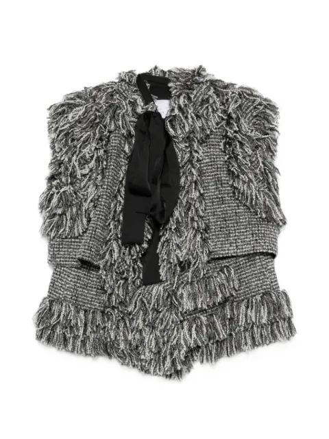 sacai fringed tweed-effect jacket Grey 2608647301