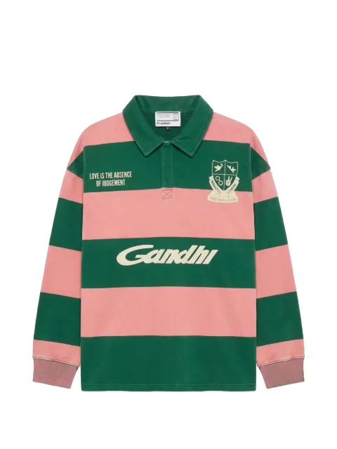 HOPEIUM x Football-Club Gandhi striped long-sleeve polo-shirt Green 20262040104