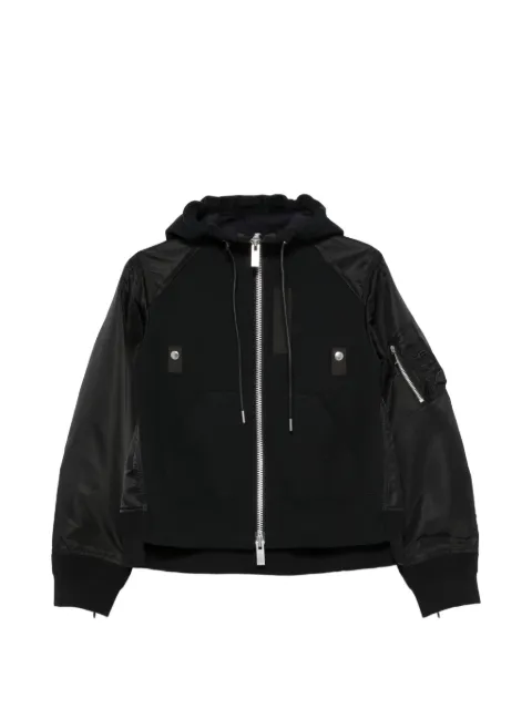 sacai panelled zip-up hoodie Blue 2608680