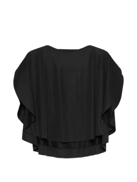 Pleats Please Issey Miyake pleated cape-sleeve T-shirt Black PP68KK601