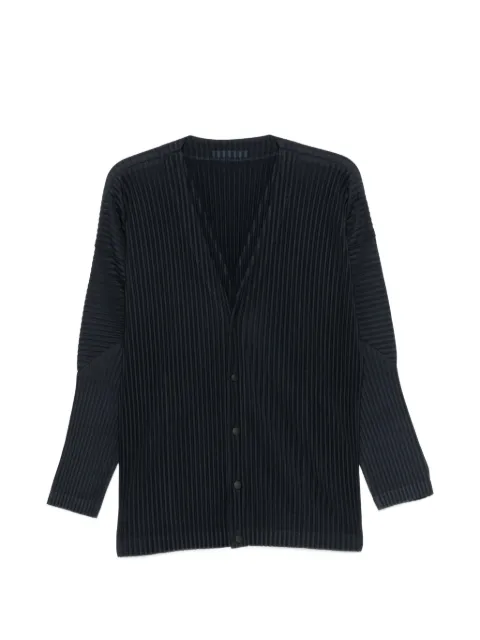 Homme Plissé Issey Miyake plissé-effect V-neck sweater Blue HP68JL541