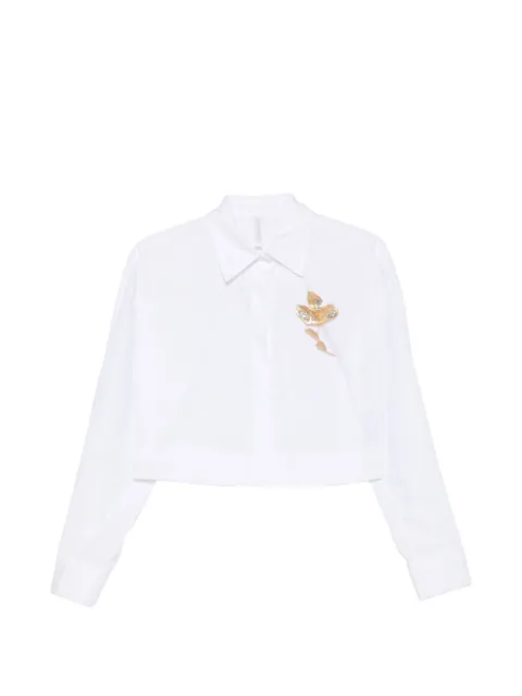 IMPERIAL cropped long-sleeve shirt White CPE0MFP