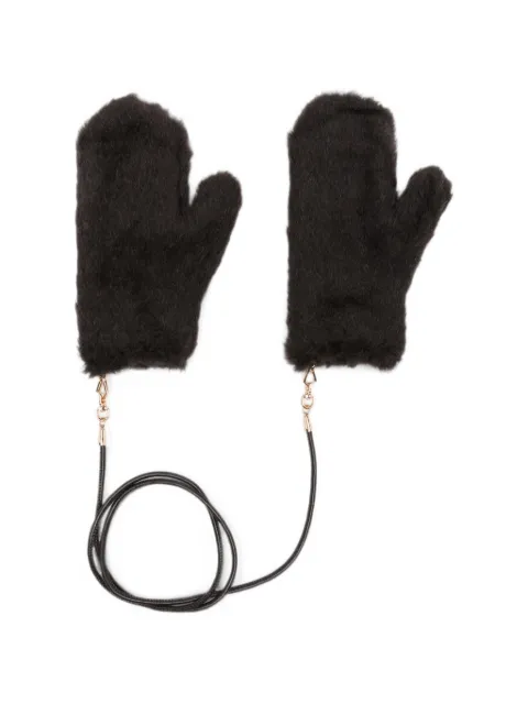Max Mara Ombrato leather-strap gloves Brown 2624566062600