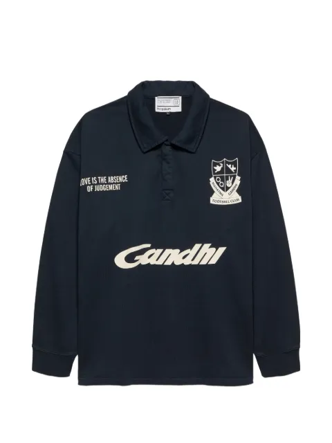 HOPEIUM logo-print long-sleeve polo shirt Blue 20262040102