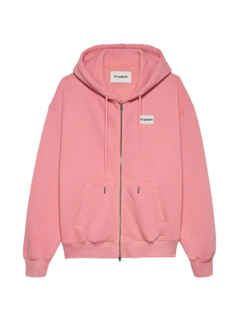 HOPEIUM logo-patch zip-up hoodie Pink 20262040502