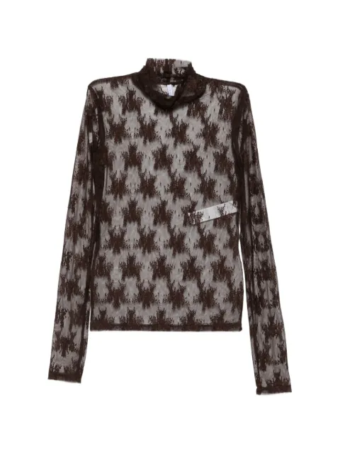 IMPERIAL floral-lace roll-neck top Brown TAL2MMX