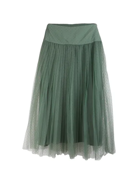 Christian Dior Pre-Owned Plumetis pleated midi skirt Green HOLADIO511