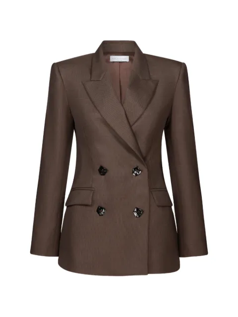 Violante Nessi Sir double-breasted hexagonal-button blazer Brown CO01SIWO