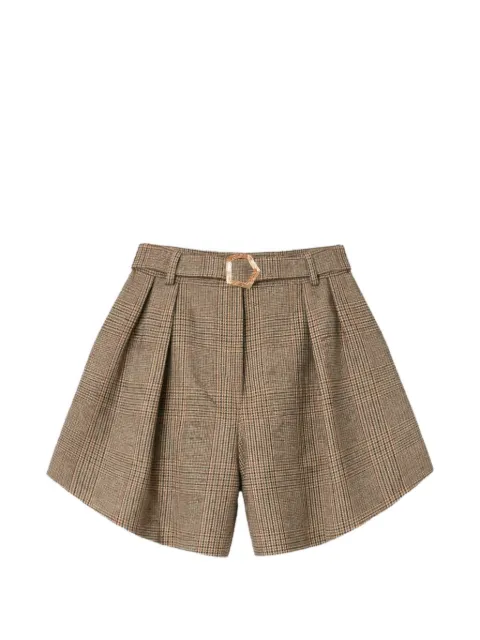 Violante Nessi Sherman belted pleated wool shorts Neutrals CO05SHWO