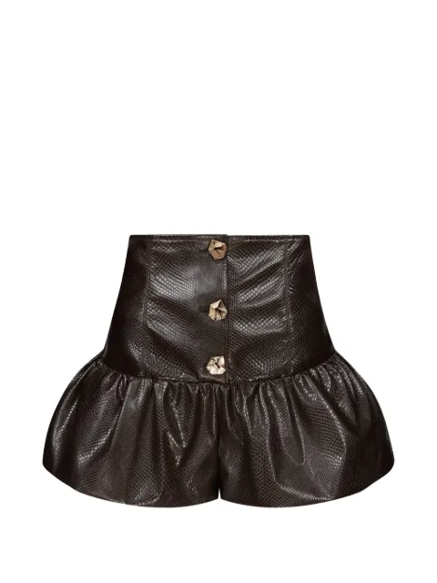 Violante Nessi snake-effect peplum shorts Brown CO05MOVL