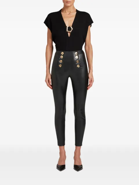 Violante Nessi button-embellished high-waisted trousers Black CO03LAVL
