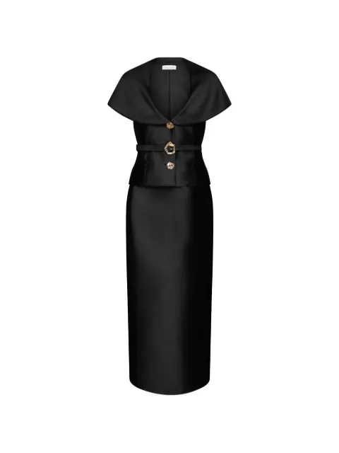 Violante Nessi Manuela belted midi dress Black CO06MASM