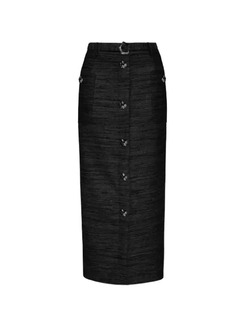 Violante Nessi Corot belted silk-tweed midi skirt Black CO04COSE