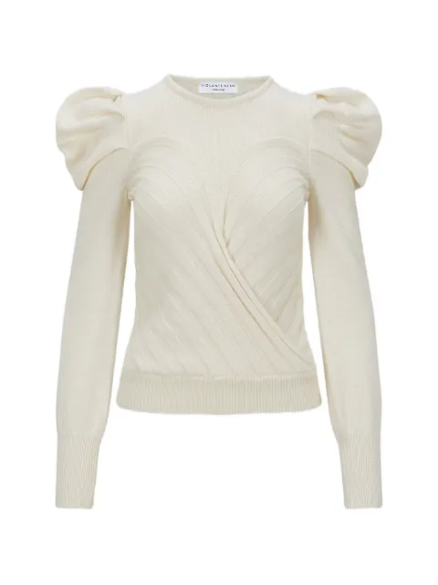 Violante Nessi ribbed puffed-sleeve sweater White CO09YAKCA
