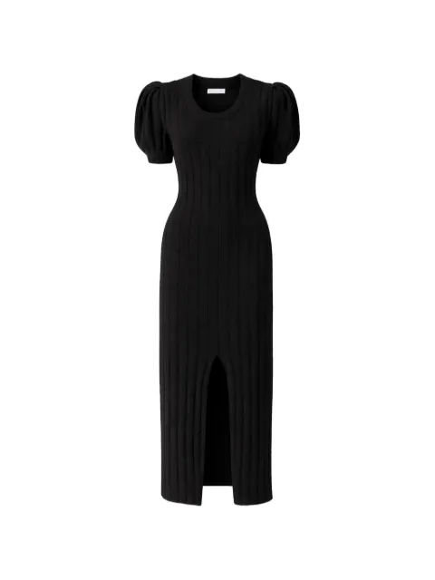 Violante Nessi ribbed puff-sleeve midi dress Black CO10ONKCA