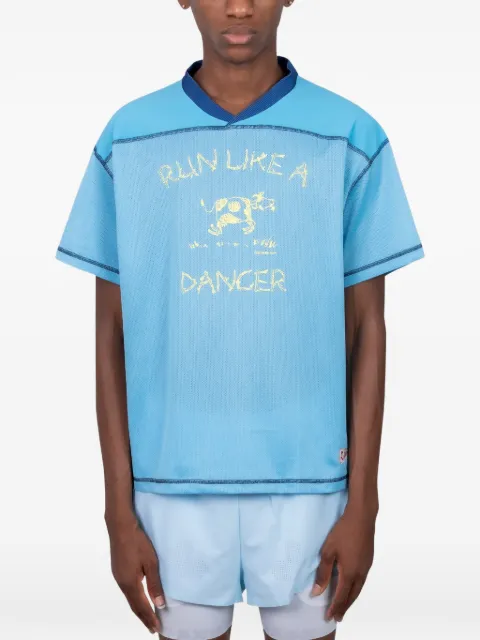 ALEX ZONO graphic-print mesh T-shirt Blue AZDLARMESHBLUE