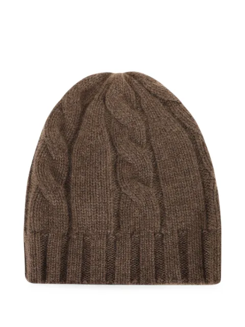 Ballantyne cable-knit ribbed beanie hat Brown B2N0453K009
