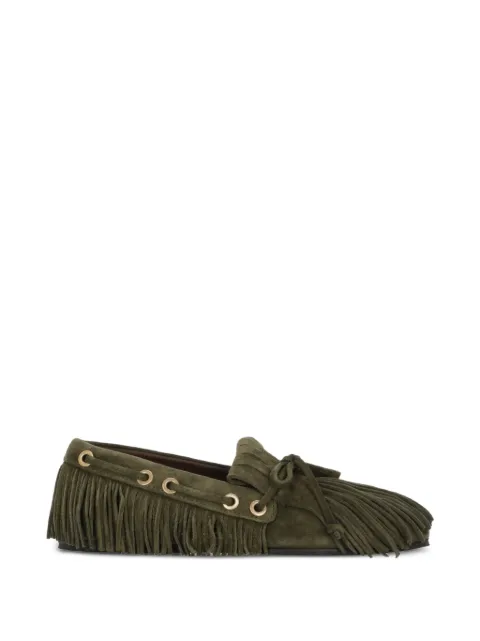 ETRO fringe-trim suede loafers Green WS4S0001AP192