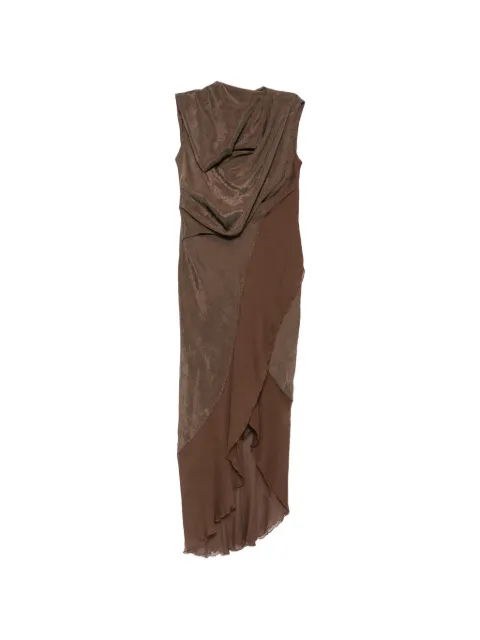YEHUAFAN asymmetric draped dress Brown 110049