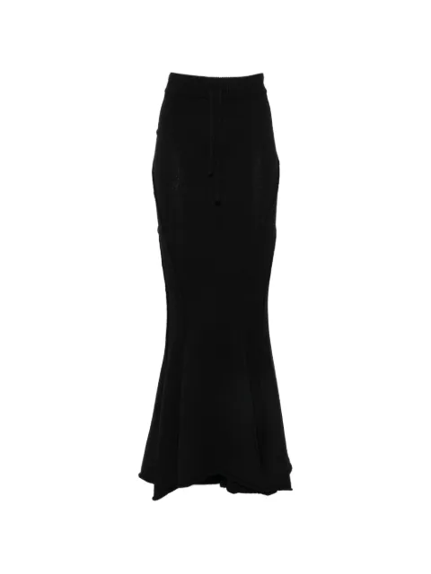 YEHUAFAN drawstring knitted maxi skirt Black 11076