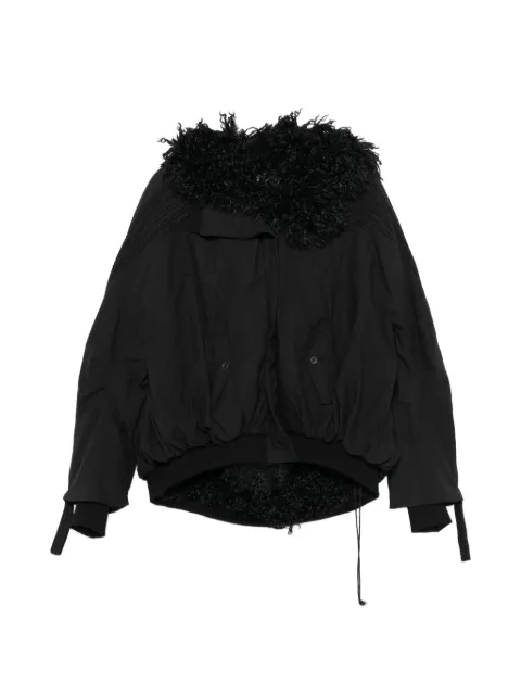 YEHUAFAN shearling-trim hooded coat Black 1100117