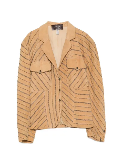 Roberto Cavalli Vintage 1980s stud-embellished leather jacket Neutrals ROBCA900LMT