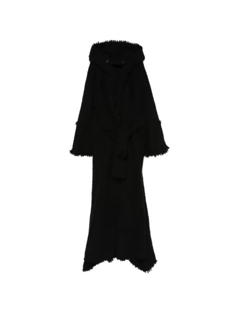 YEHUAFAN frayed hooded coat Black 11090