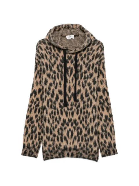 Laneus leopard-print drawstring hoodie Neutrals F6LAMAKH048